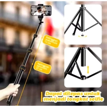Tripod A1 2In1 Tripod 2.1Meter 210Cm Tripod Tongkat Selfie Bahan Sangat Kokoh Full.besi Free