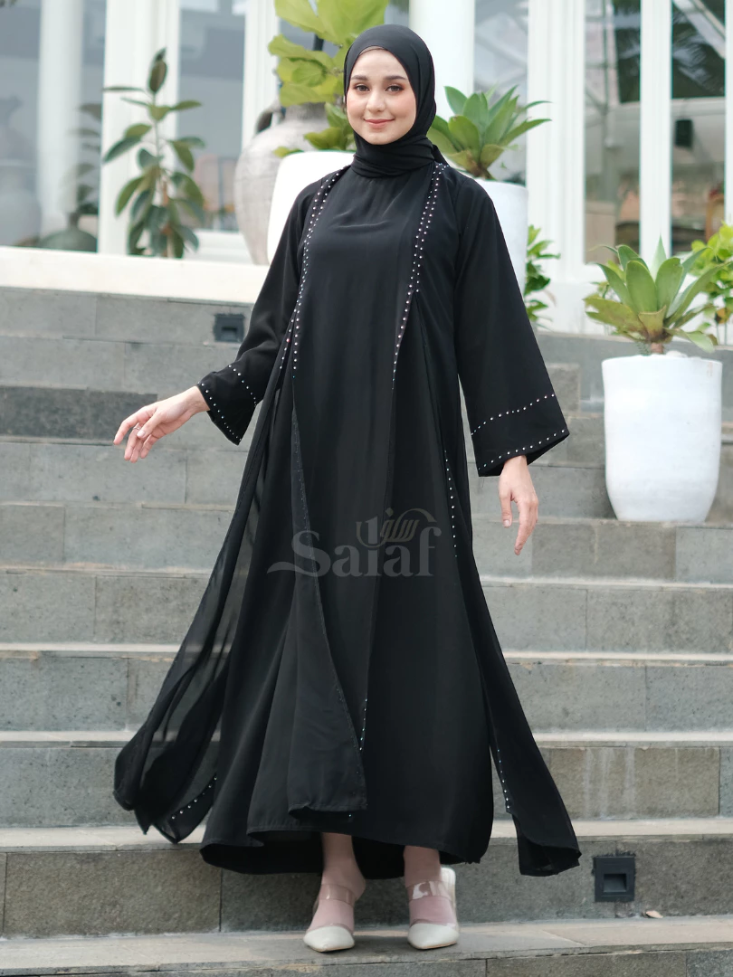 Abaya Turkey Gamis Hitam Turki tampilan sederhana elegan untuk wanita muslimah