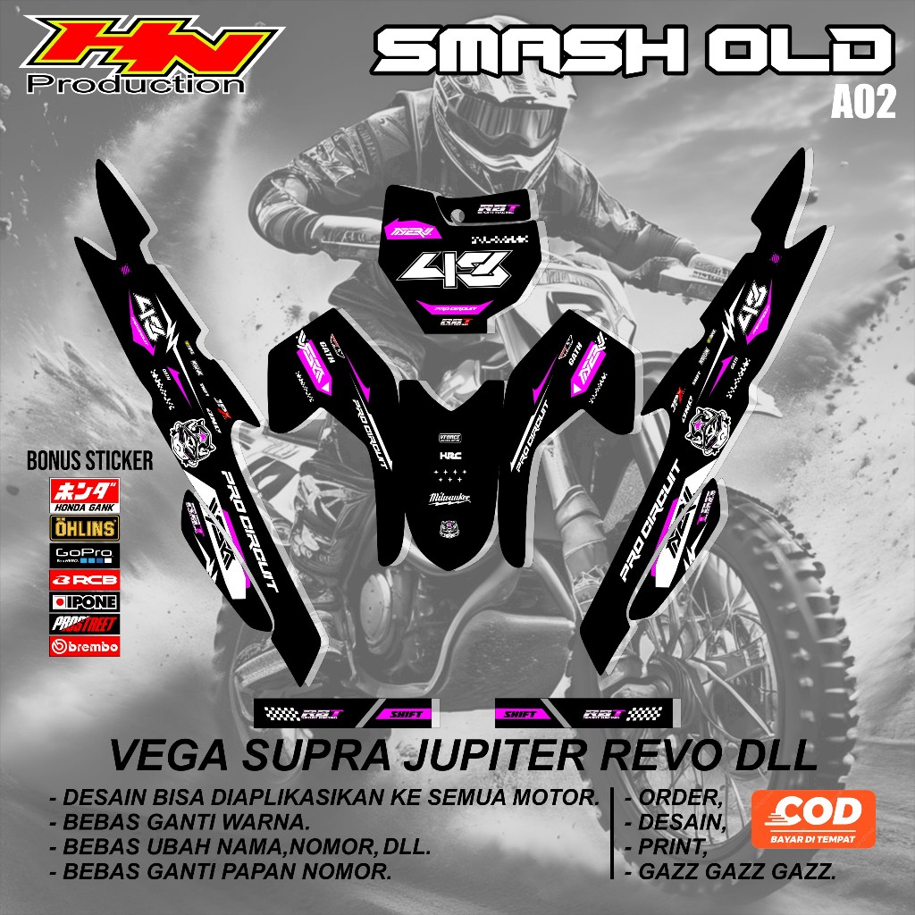 Jual COD STRIPING STIKER RBT SMASH OLD CUSTOM SUPERMOTO TERBARU KODE ...
