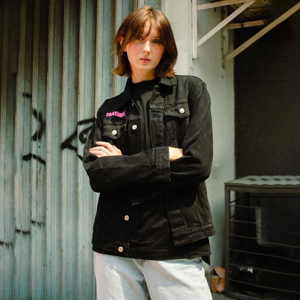 Jual DMNC Farewell Denim Jacket – Jaket Jeans Hitam Streetwear Kualitas ...