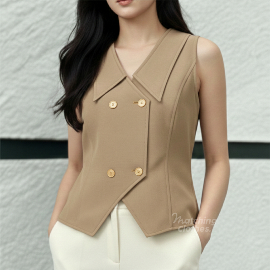Jual Matching Clothes - Vest Top Basic Rompi Wanita Polos Double Breast ...