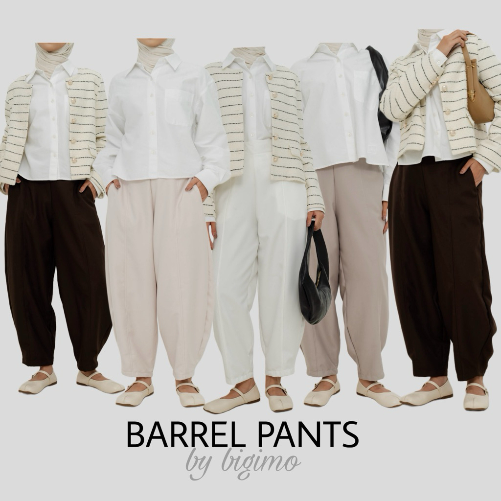Jual BIGIMO - Celana Barrel Pants Wanita Katun Streetwear Style Skena ...