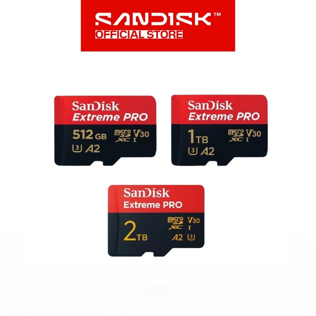 SANDISK microSDXC Extreme Pro 512GB / 1TB / 2TB Class 10 UHS-I A2 V30 U3 4K UHD Action Cam (Up to 200MB/s)