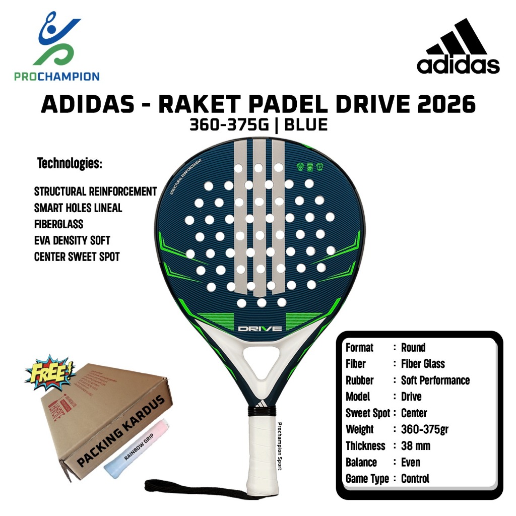 Jual Raket Padel ADIDAS Drive 2026 360-375g Blue | Shopee Indonesia