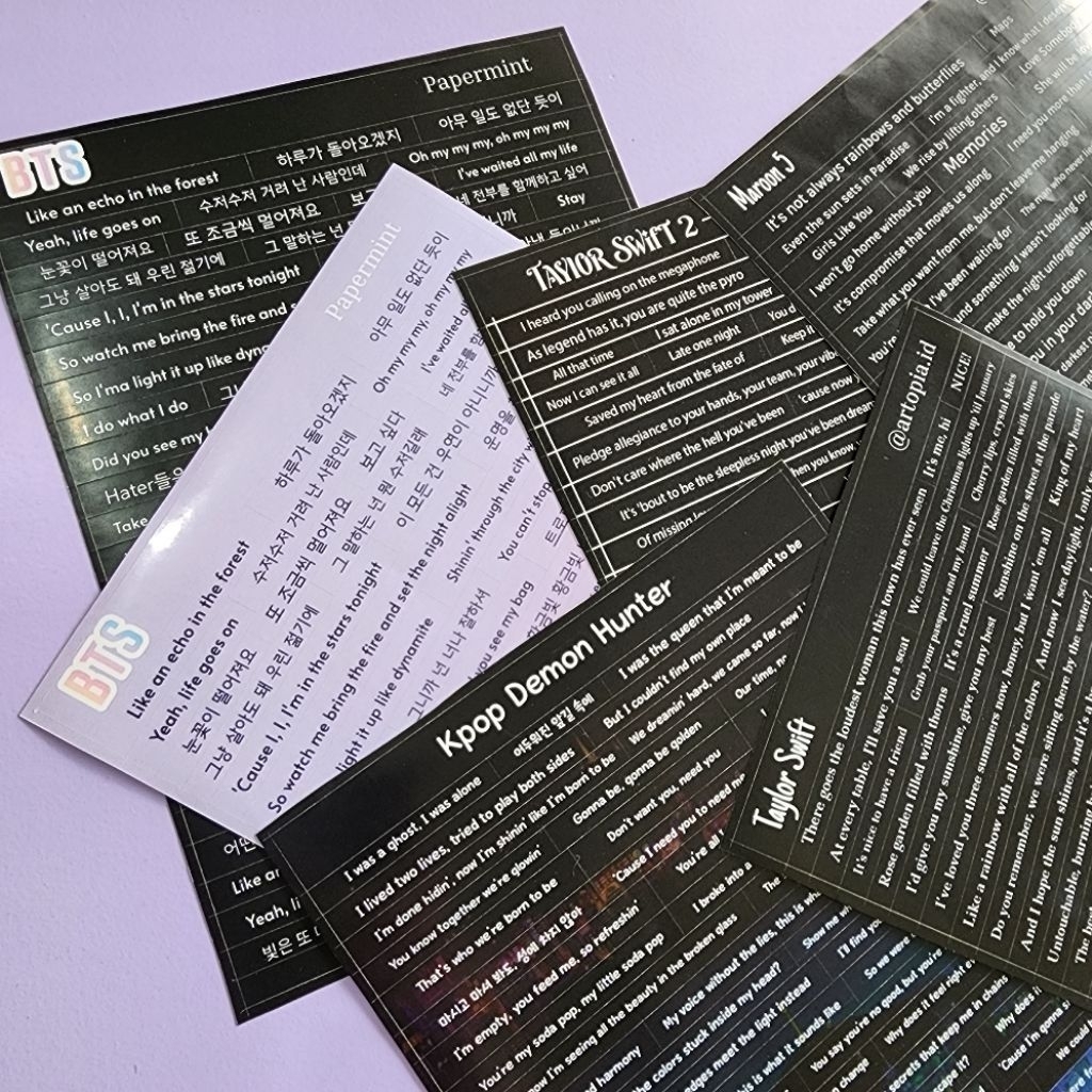 Jual 1 Lembar Stiker Quotes Lyric Lagu Sticker Word Taylor Swift Maroon ...