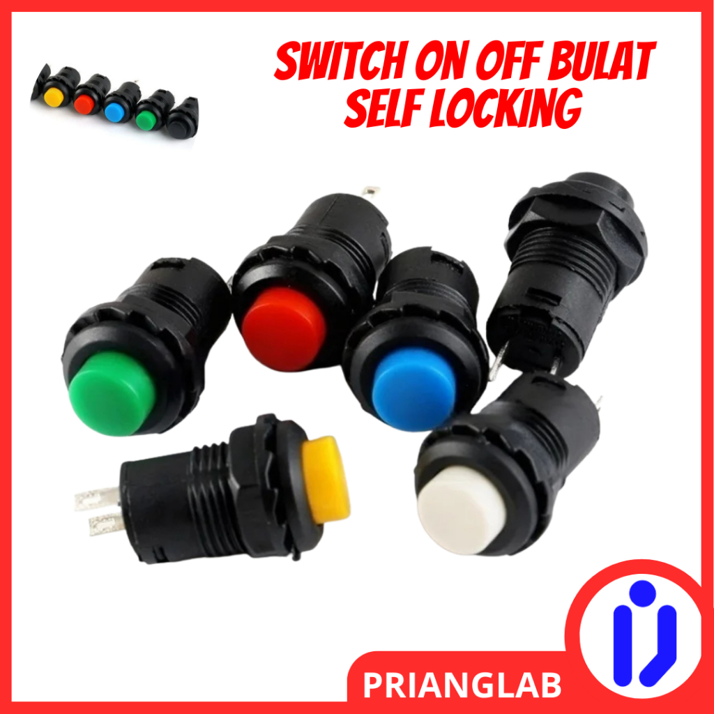 Jual Saklar Bulat Switch Push ON OFF Self Locking Button Tombol Lock ...