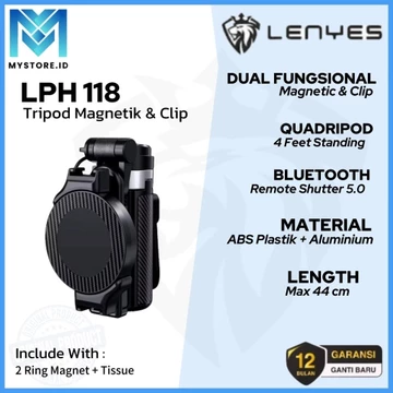 LENYES LPH 118 Mini Handgrip 4IN1 Tripod Bluetooth Selfie Stick Magnetic Clip Phone Holder