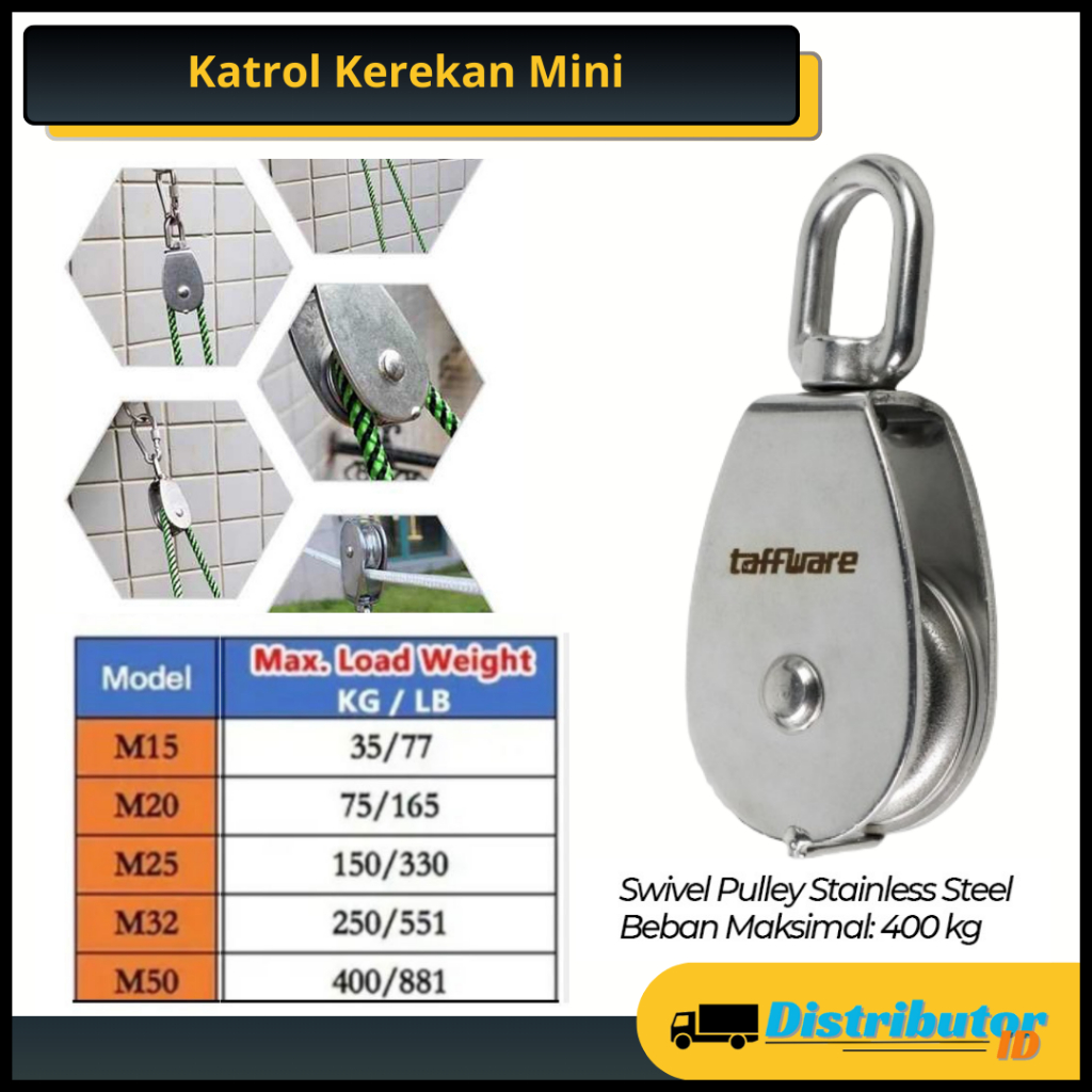 Jual Katrol Kerekan Mini Serbaguna Swivel Pulley Stainless Steel Katrol ...