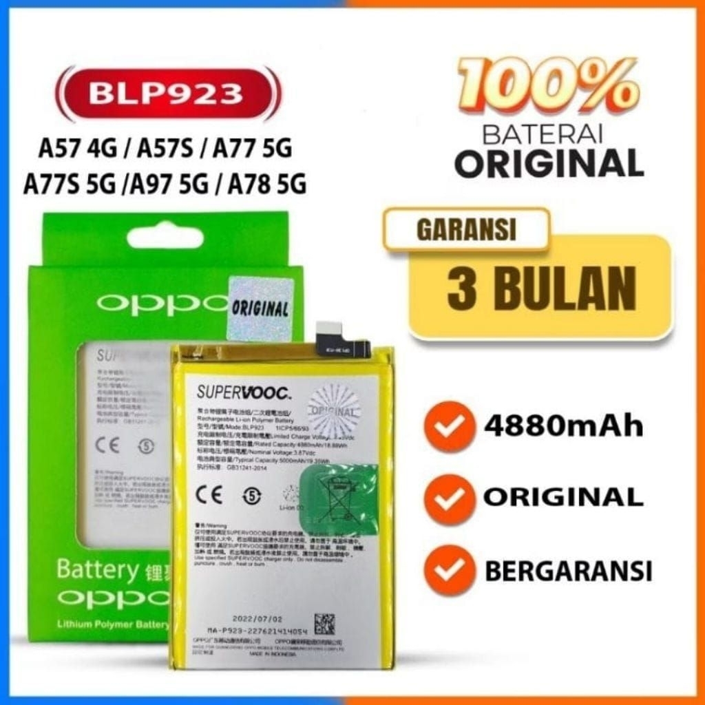 Jual Baterai Batre Batrai BLP923 / Batu Battery 0PP0 A57 4G 2022 / A58 ...