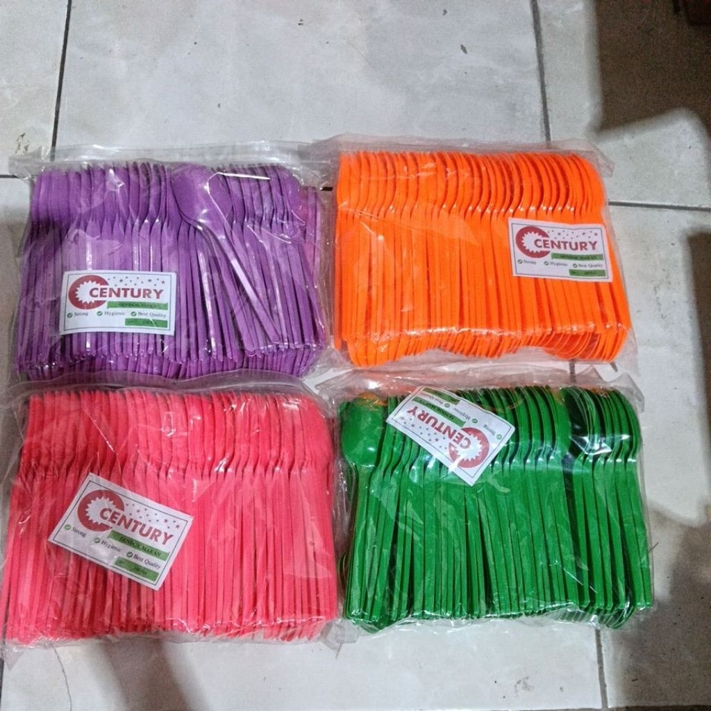 Jual sendok makan warna 1pack isi 100pcs | Shopee Indonesia