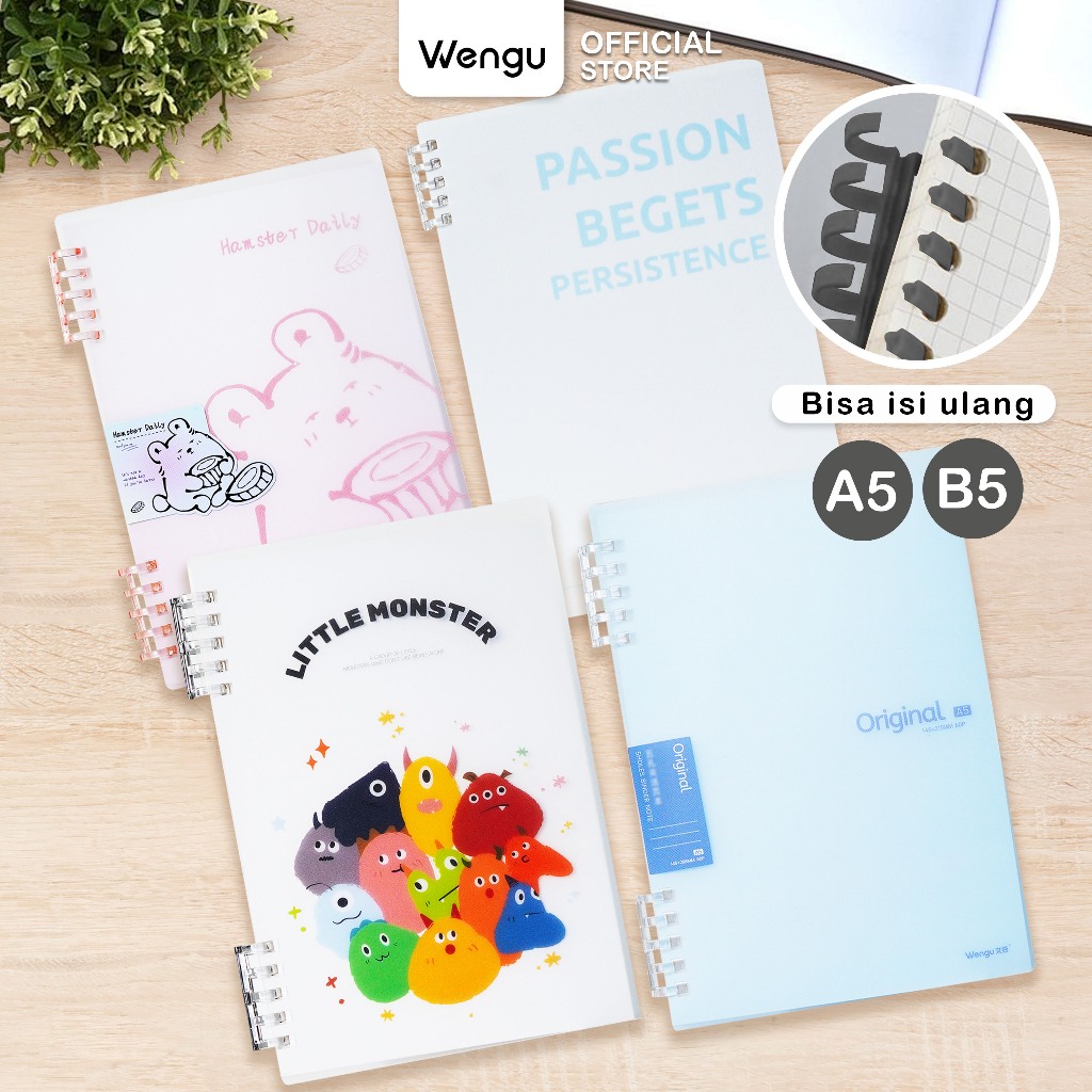 Jual WENGU Buku Binder Notebook A5 & B5 Isi Ulang 60 Lembar 360° Buku ...