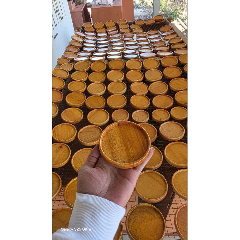 Jual coaster kayu 10 cm/tatakan kayu bulat/wooden coaster/tatakan gelas ...
