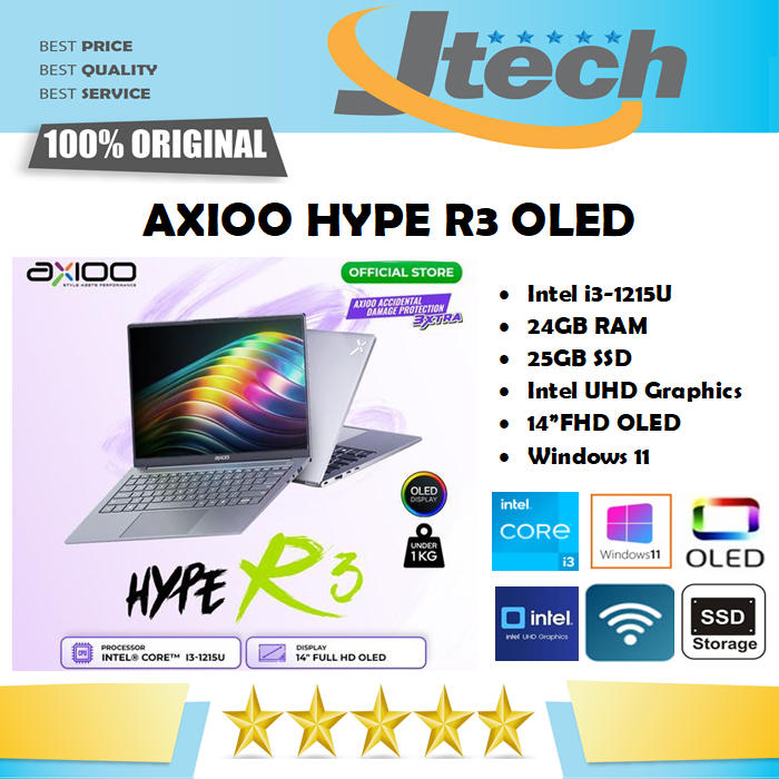 Jual AXIOO HYPE R 3 OLED i3-1215U 12GB/24GB 256GB SSD 14