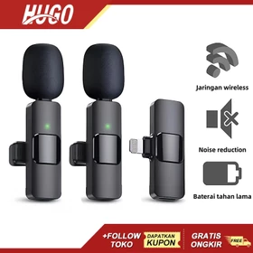 Mikrofon Wireless Clip On Plug Play Noise Cancelling Type C Lightning IPhone Android Vlog Live