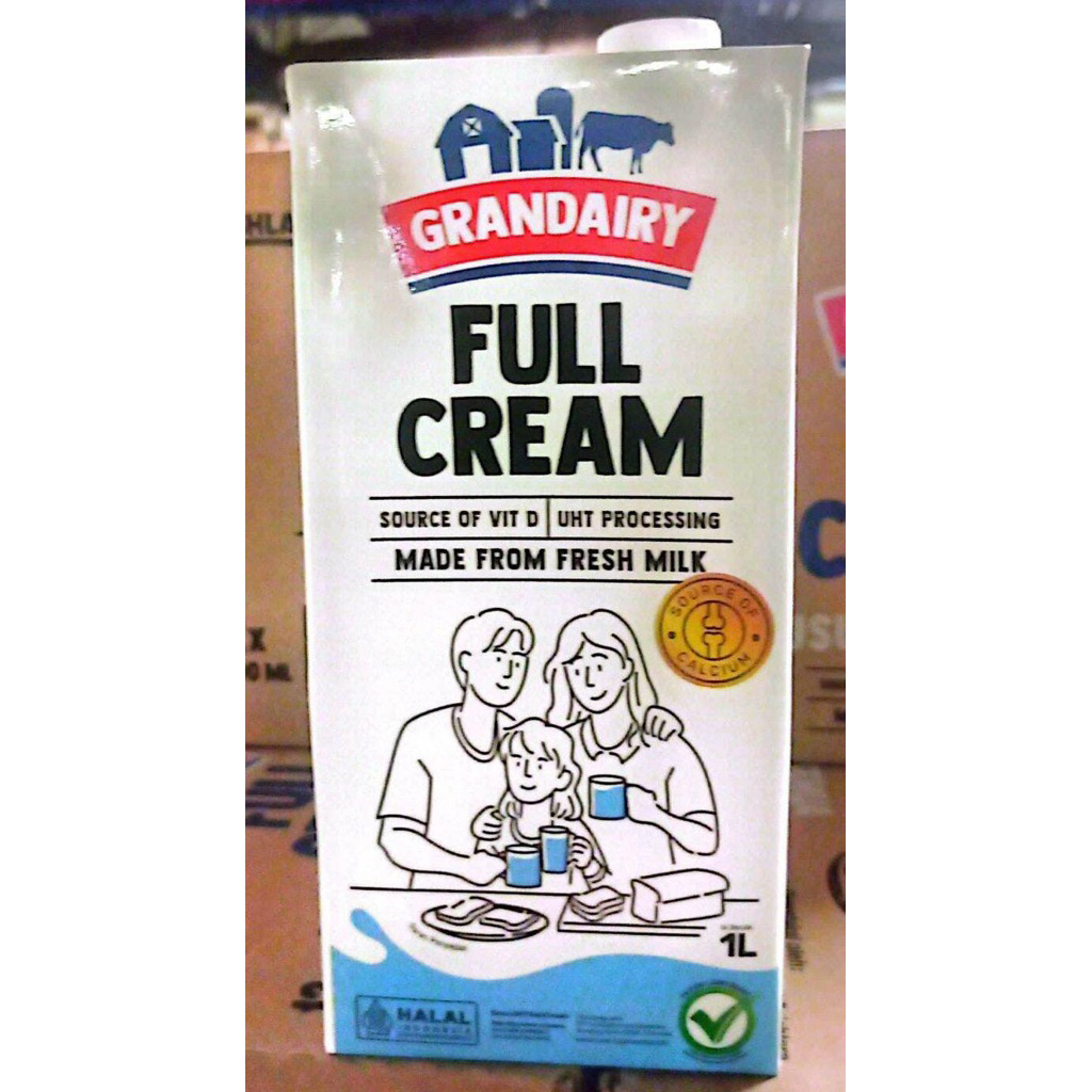 Jual Susu UHT Full Cream Grandairy 1 Liter - Tahan Lama, Tidak Manis
