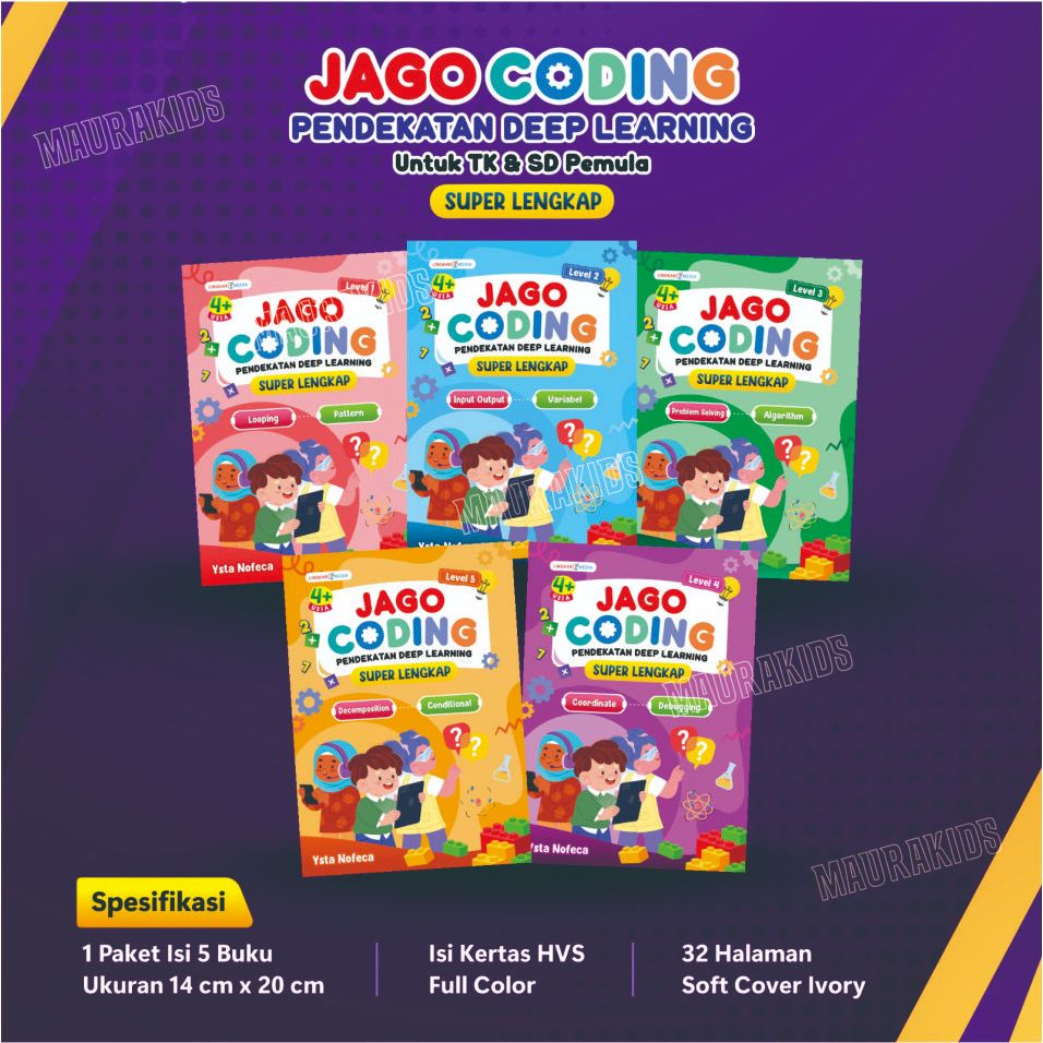 Jual Buku Jago CODING Level 1 sampai 5 Penerbit Lingkar Media Ilustrasi ...