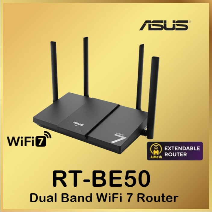 Jual Asus RT-BE50 BE3600 Smart Home WiFi 7 Ai MESH Dual-Band 160 Mhz ...