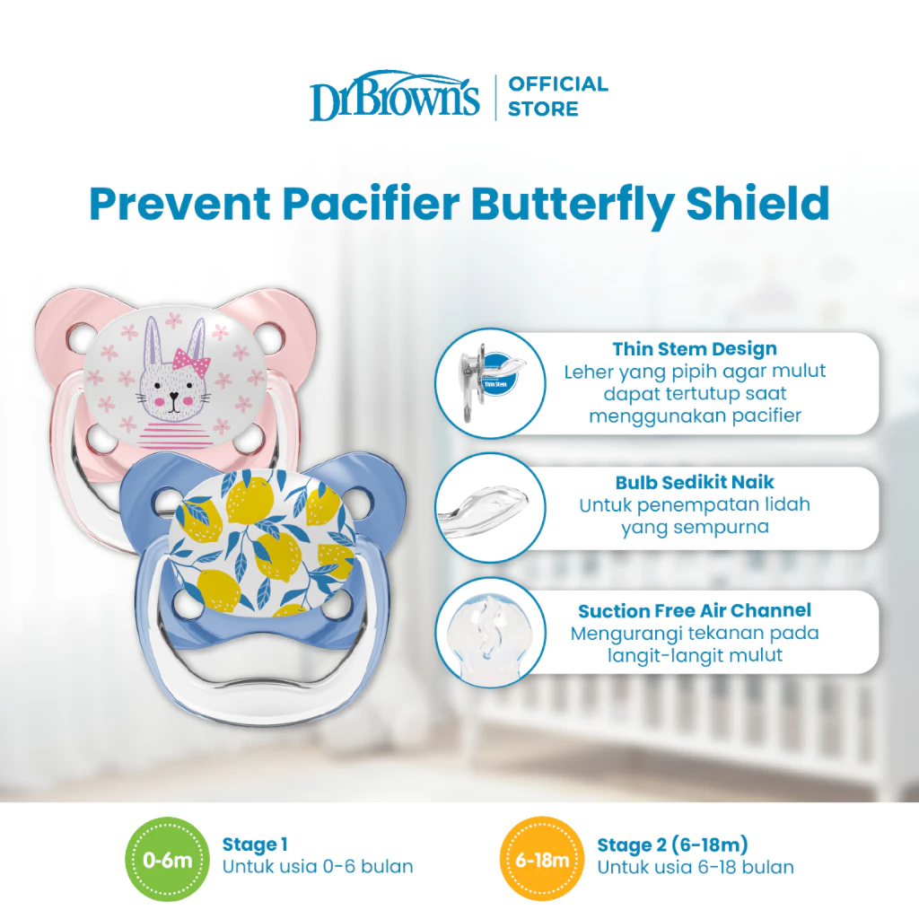 Jual DR BROWN'S EMPENG PREVENTSHIELD PACIFIER BOY AND GIRL 1 PACK ISI 2 ...