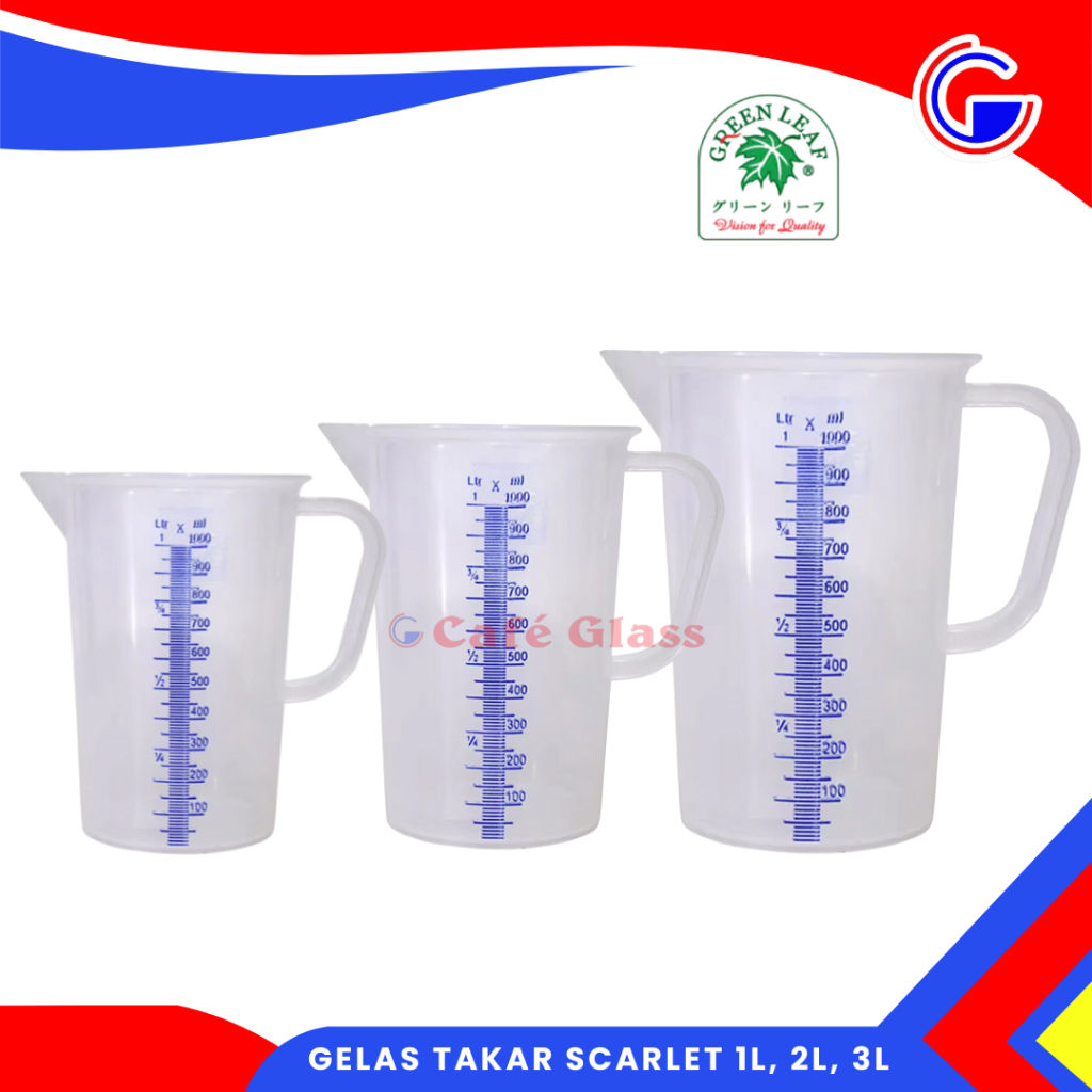 Gelas Takar Liter Scarlet Green Leaf - Gelas Ukur Plastik -  Gl-1831 / Gl-1832 / Gl-1833
