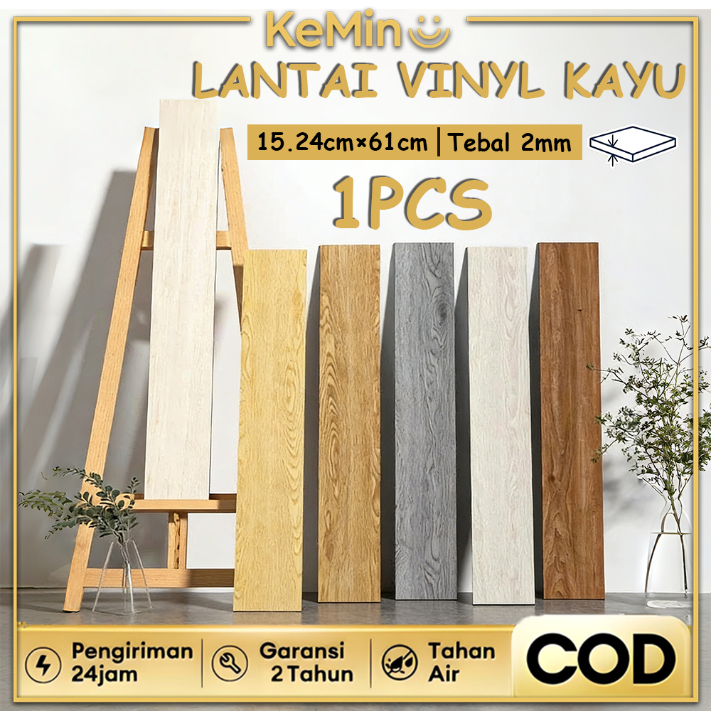 lantai Vinyl Motif Kayu Parquet Premium PVC High Quality 61*15CM Dengan Lem Vinil Sticker Perekat