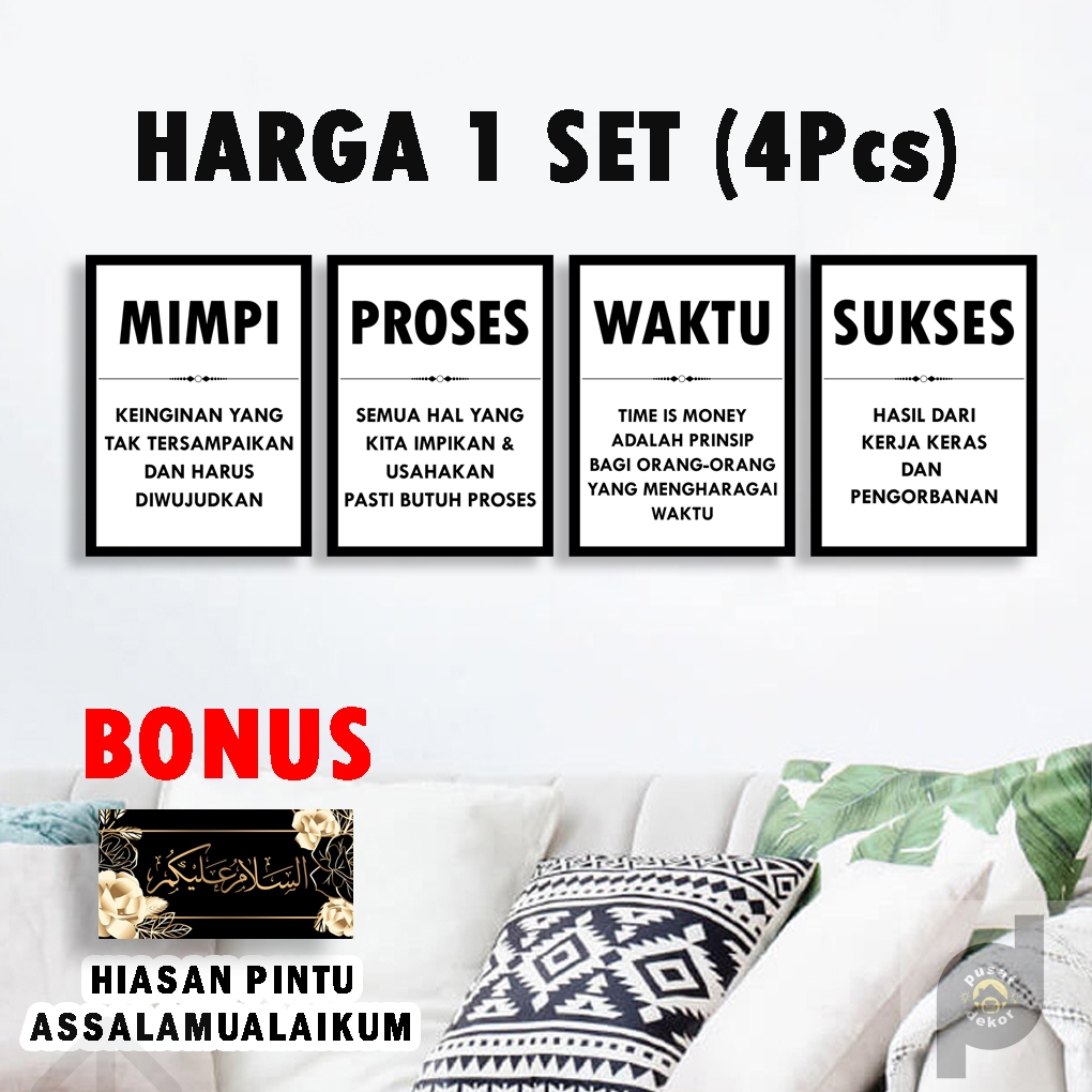 Hiasan Dinding kata-kata Motivasi Satu Set Murah MDF Board