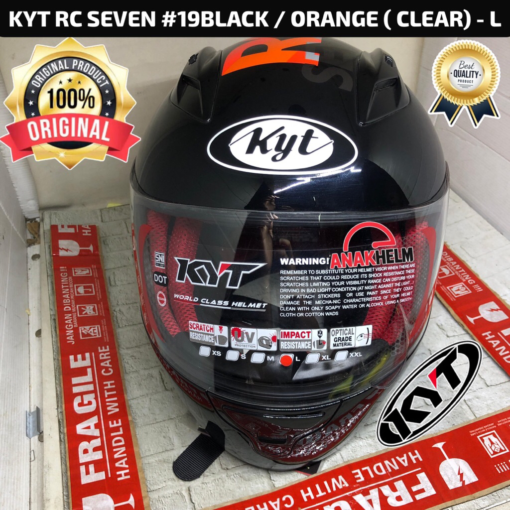 Jual KYT RC SEVEN #19 BLACK / ORANGE ( CLEAR) - L | Shopee Indonesia