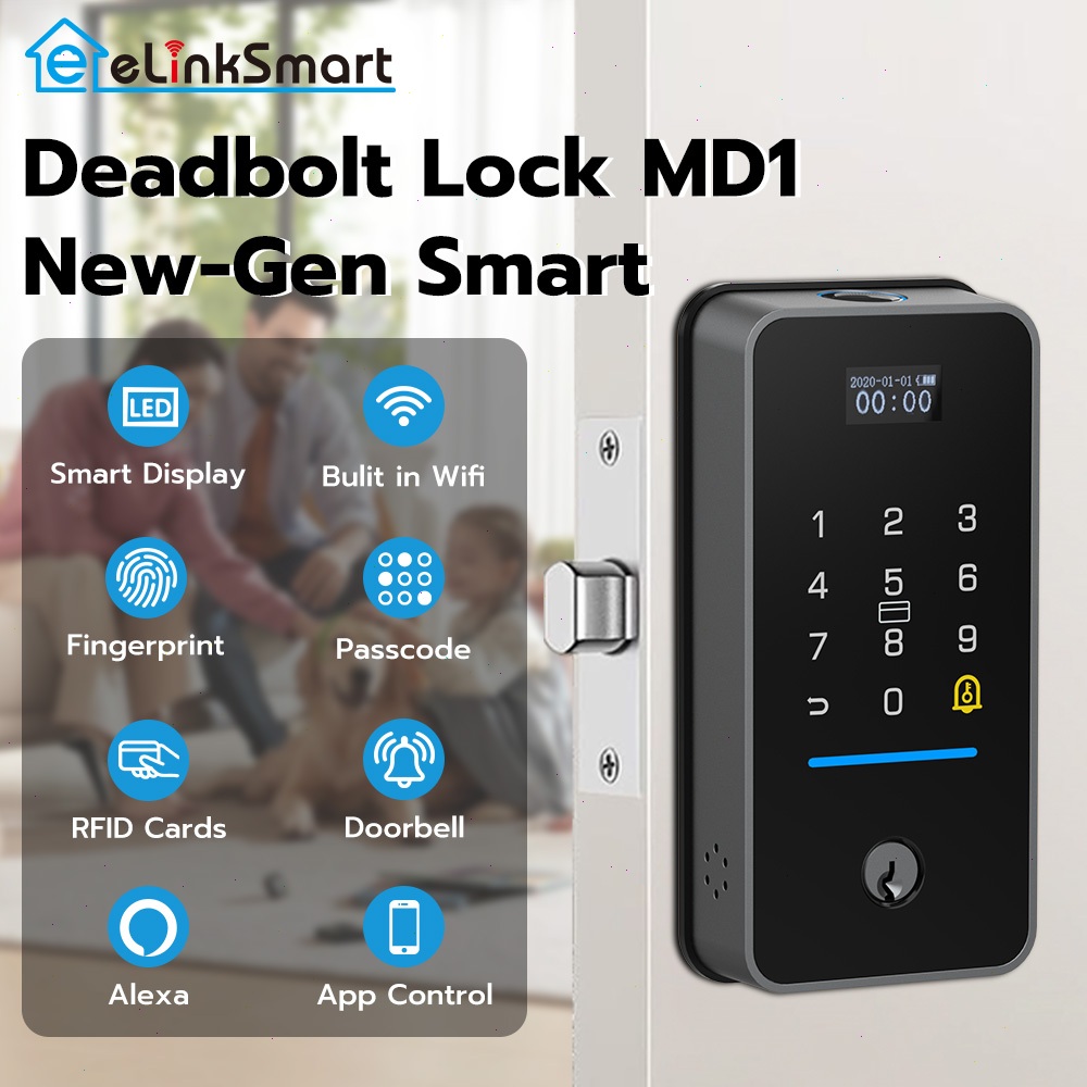 Jual Smart Deadbolt Lock with Auto Lock Sensor, Fingerprint Keyless ...
