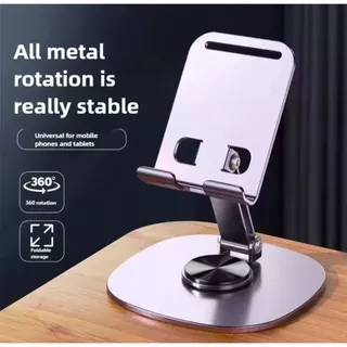 Stand Holder HP Tablet Full Metal Adjustable 360° Rotasi Lipat Stabil untuk Meja Kerja