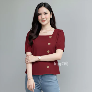 SELINE Blouse Wanita Wolfis Premium Simple Chic Atasan Wanita Korean Style Tali Ikat Pinggang