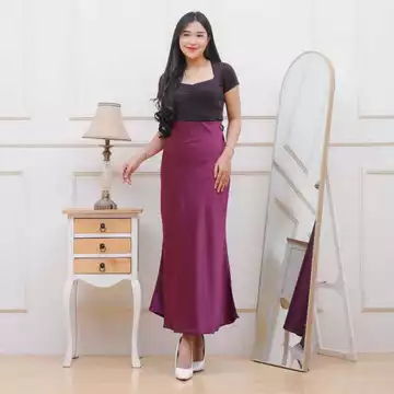 Rok Satin Maxi Premium Satin Long Skirt Rok Duyung Satin Flowy Mermaid Rok Slimfit Panjang