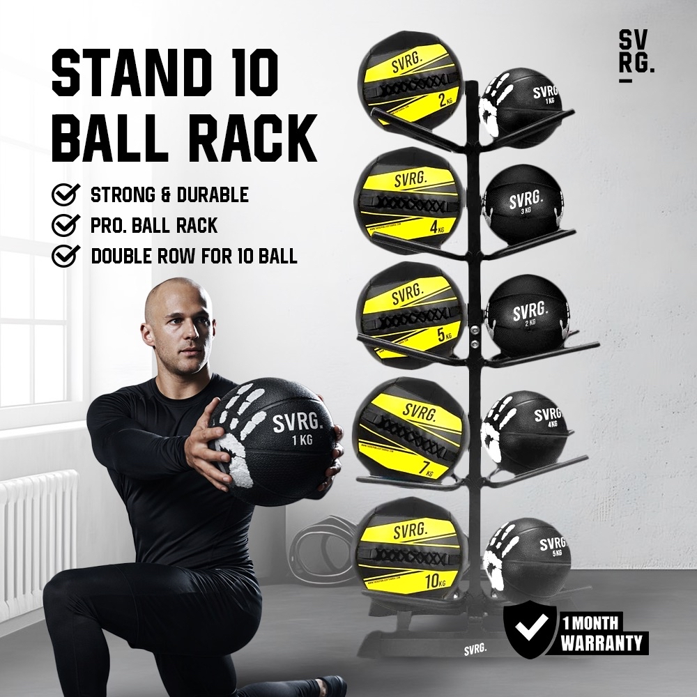 Jual SVRG Stand 10 Ball Rack - Wall Ball Rack - Medicine Ball Rack ...