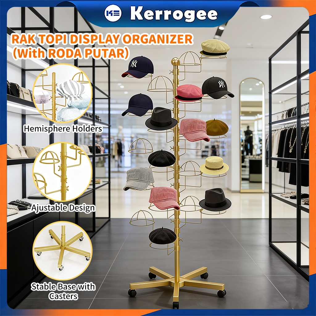 Jual Stand rak pajangan topi 15/20 pcs Rak display topi Emas/perak ...