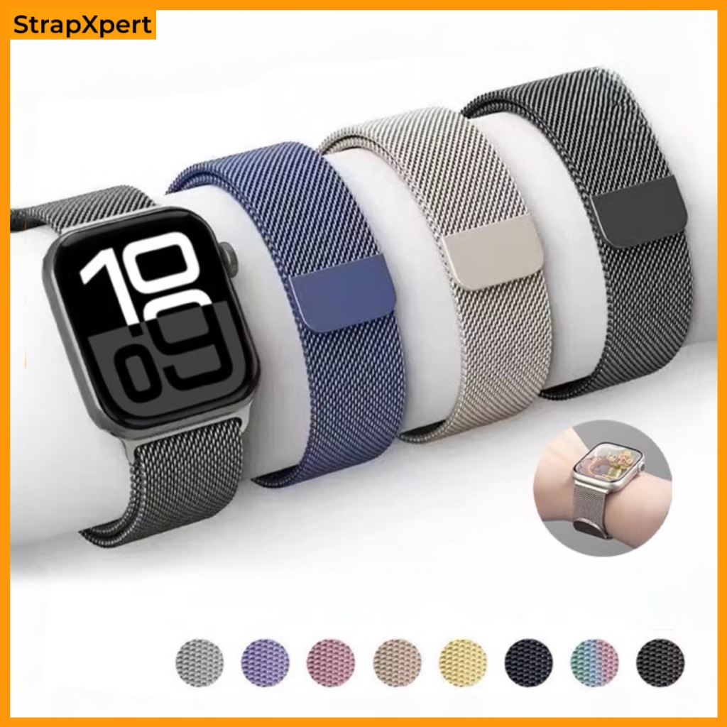 Milanese Metal Stainless Steel Strap for Apple Watch Ultra 3/2/1 49mm 41mm 45mm 44mm 40mm 38mm 42mm for Tali Jam Tangan Strap for IWatch Series 11 10 9 8 7 SE 6 5 4 3 2 1 Watchbands Bracelet Band Smartwatch Accessories
