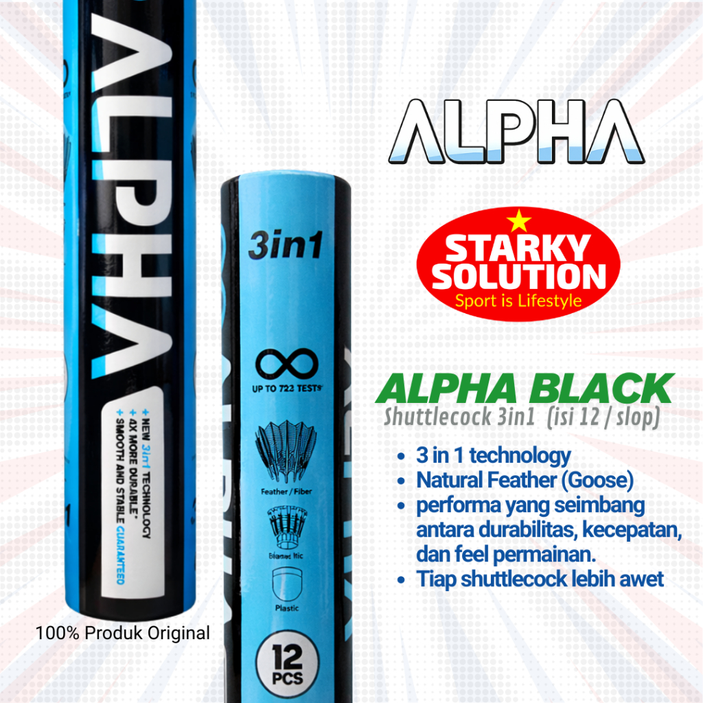 Jual Harga GROSIR Shuttlecock ALPHA BLACK 3in1 Shuttlecock 3 in 1 Kok ...