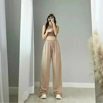 Celana Panjang Sweatpants Basic Kulot Highwaist Korean Style Training Loose Pants Casual Lembut