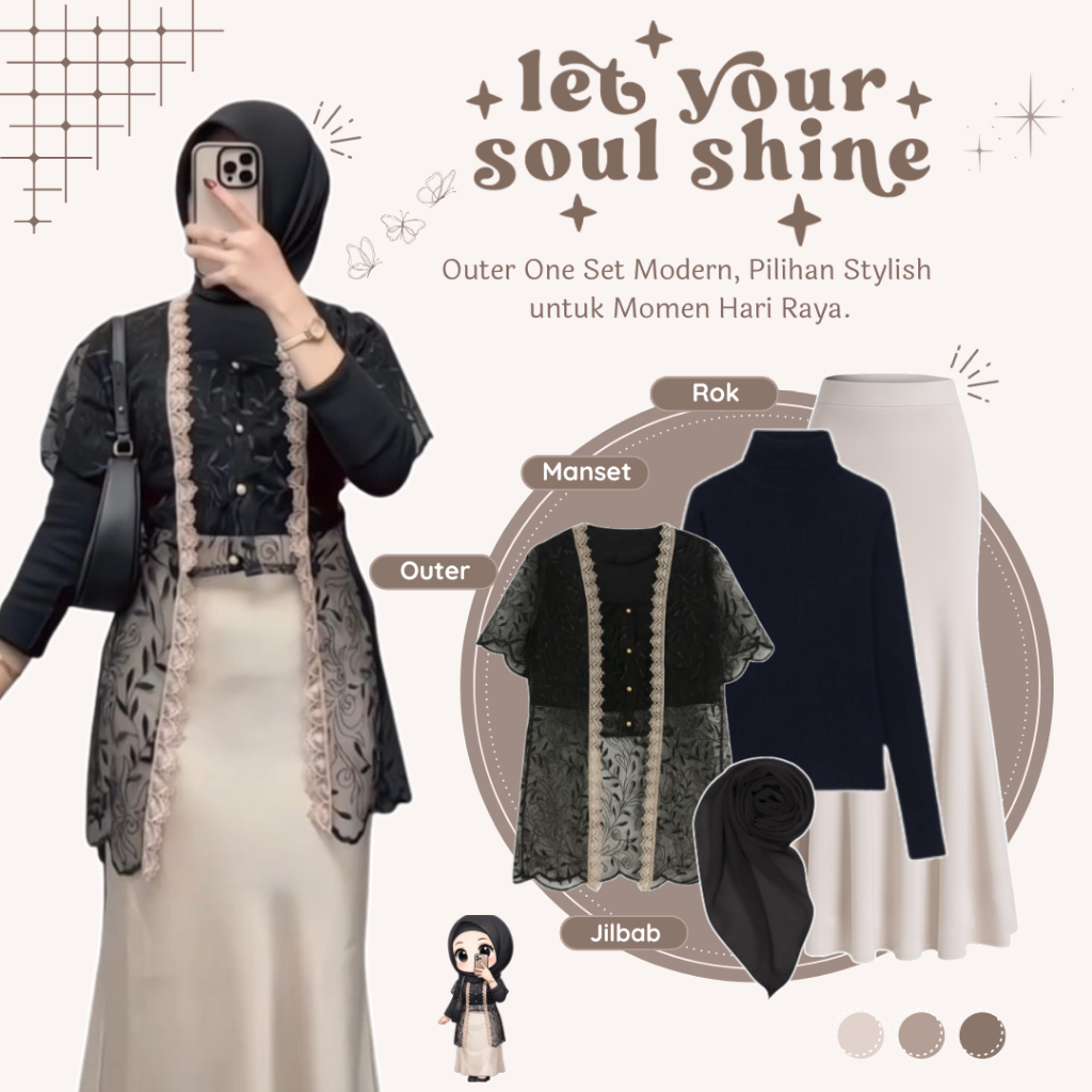 Jual One Set 4in1 Kekinian | OOTD Lebaran Style | Outer +Manset + Rok ...