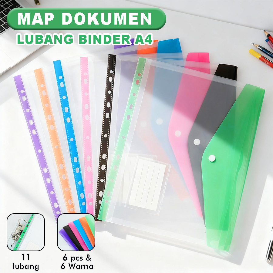 Jual Map Dokumen A4 Lubang Binder 11 Hole Plastik Transparan Folder ...
