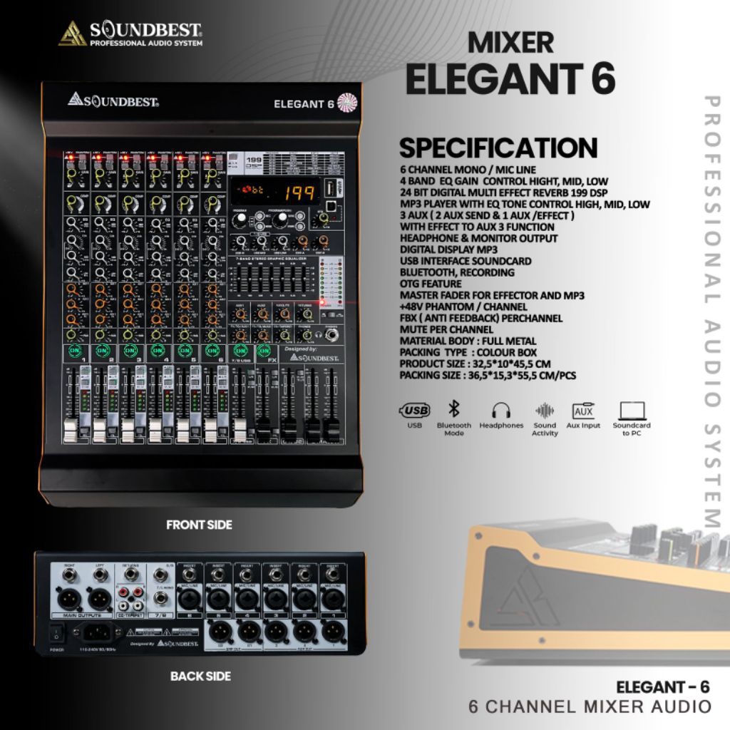 Jual MIXER AUDIO 6 CHANNEL SOUNDBEST ELEGANT 6 ORIGINAL 199DSP EDIT A.B ...