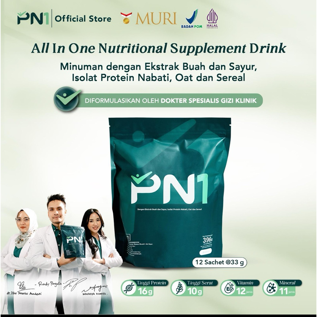 Jual PN1 1 Pouch (12 sachet) -minuman tinggi protein tinggi serat ...