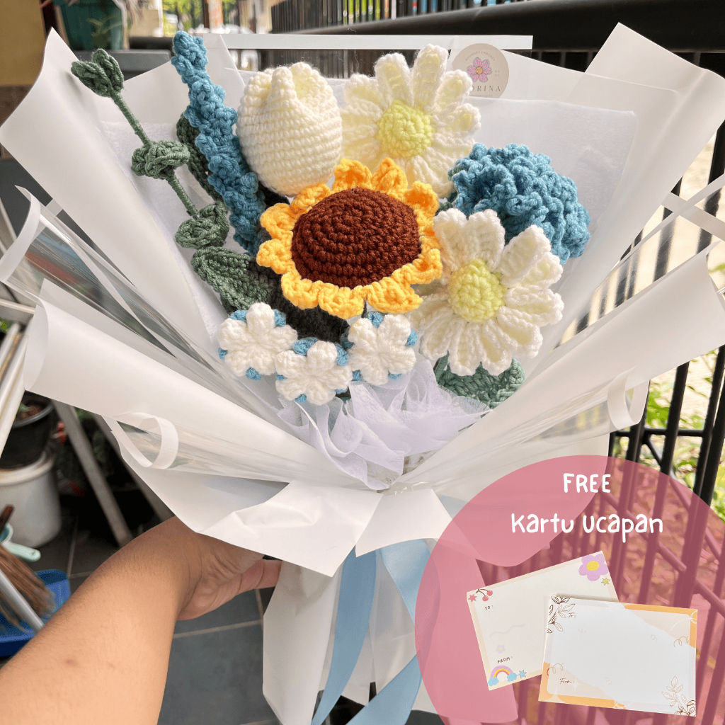 Jual Buket Bunga Rajut Bunga Matahari Tulip Carnation dan Daisy ...