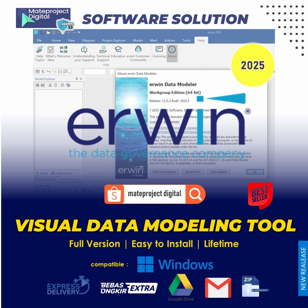 Jual Erwin Data Modeler 12.5.2 Full License Key Software Data Analisis ...