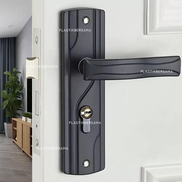 Handle Set Kunci Pintu Hitam Minimalis Ukuran Kecil Gagang Handle Kamar