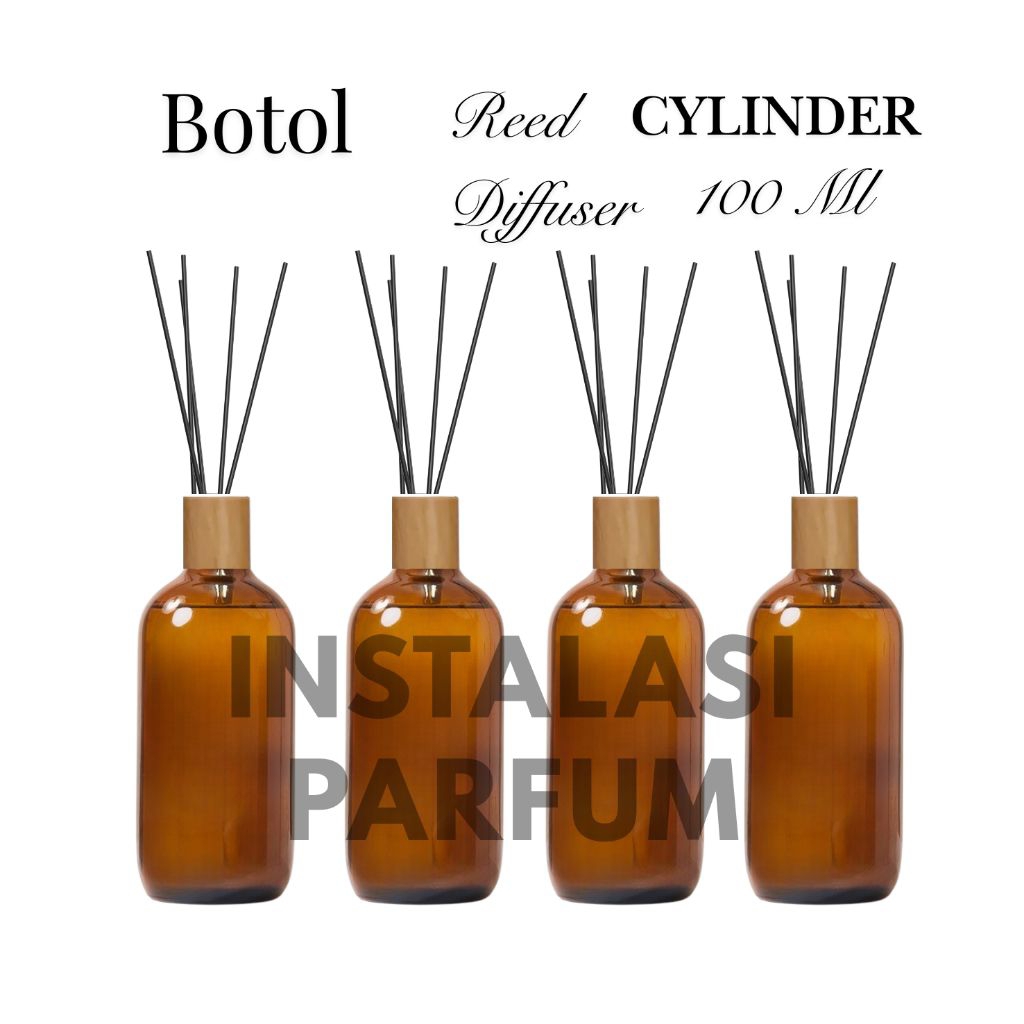 Jual Botol Reed Diffuser Kaca Amber Tutup Kayu Cylinder 100 ml | Shopee ...