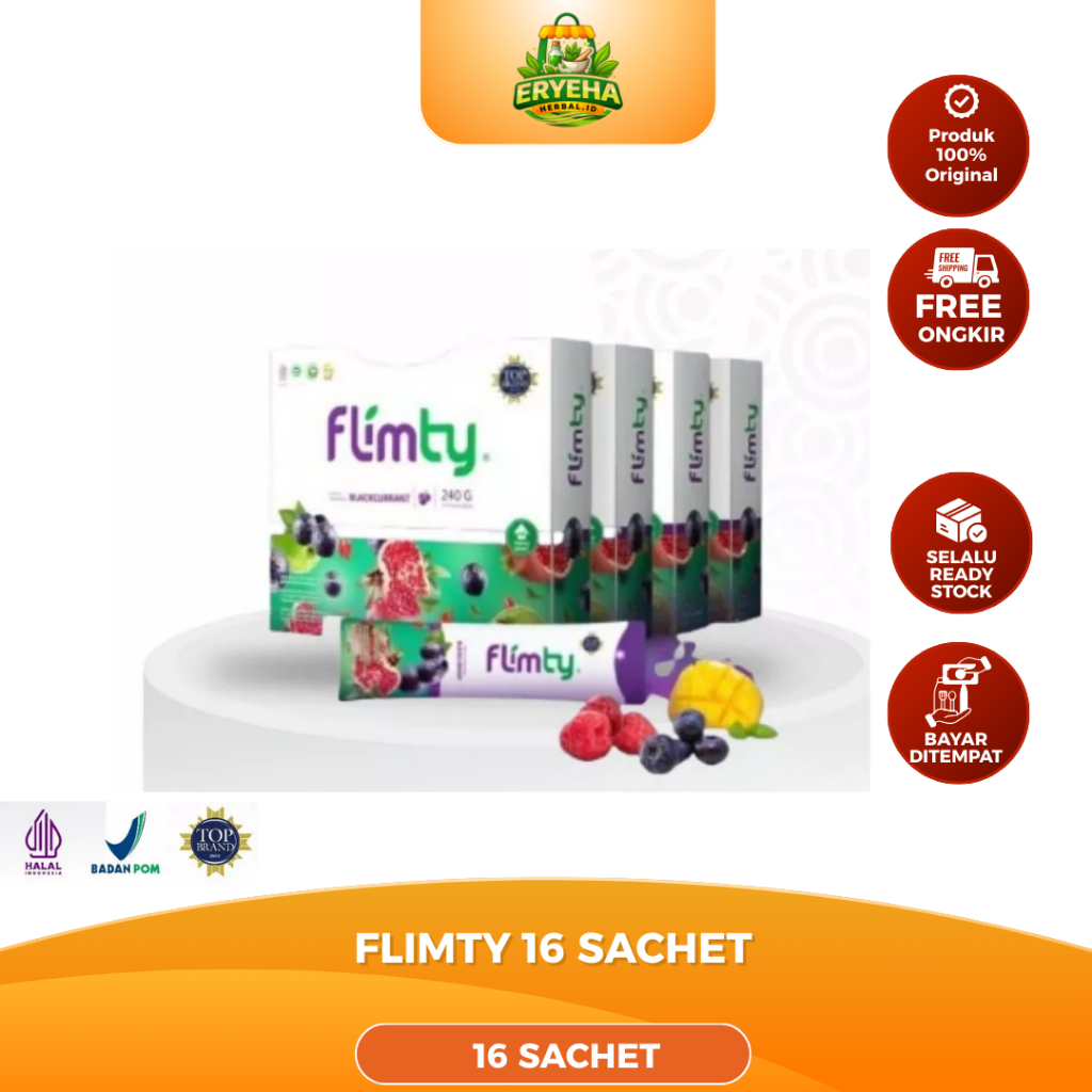 Jual FLIMTY 1 BOX 16 SACHET BPOM HALAL FIBER ORIGINAL FLYMTY FLIMTI ...