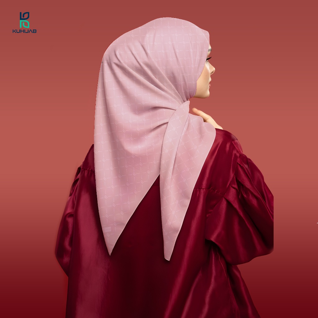 KUHIJAB Monogram Series Jilbab Motif Floral Kerudung Segi Empat Hijab Scarf Bahan Voal Laser Cut
