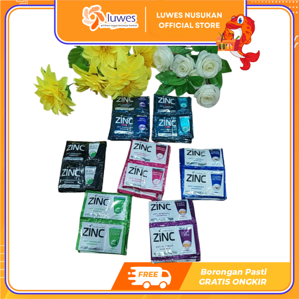 Jual (ISI 12) Zinc Shampoo Sachet Renceng All Varian 10ml | Shopee ...