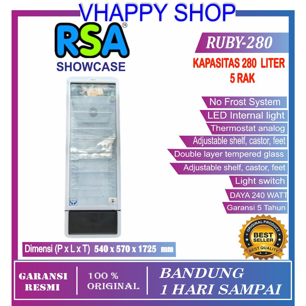 Jual RSA Display Cooler Ruby 280 / Pendingin Minuman Showcase Chiller ...