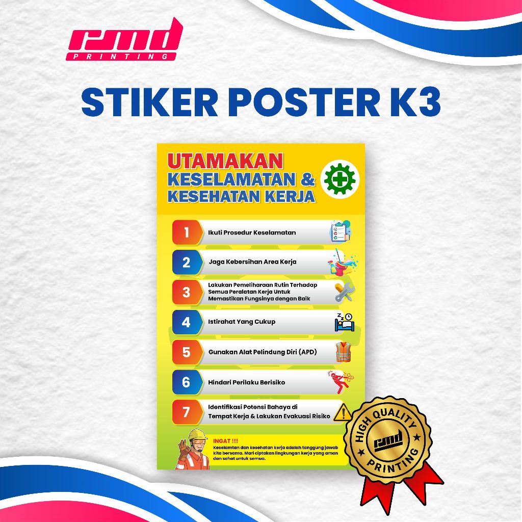 Jual STIKER POSTER K3 KSESELAMATAN KESEHATAN KERJA / Stiker Anti Air ...