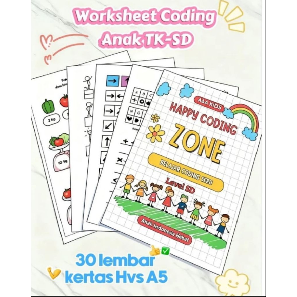 Jual Worksheet Coding Anak PAUD TK SD 30 Lembar A5 | Shopee Indonesia