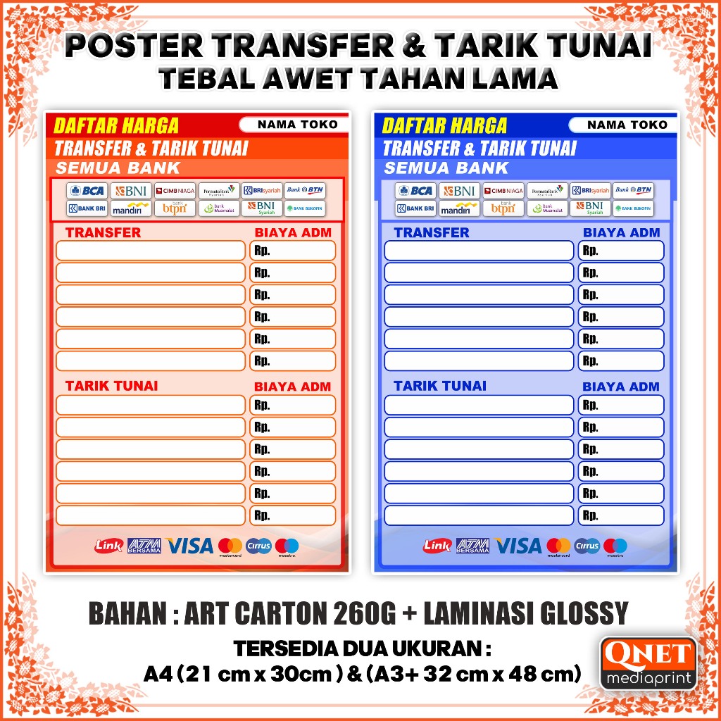 Jual POSTER TRANSFER dan TARIK + LAMINASI GLOSSY | Shopee Indonesia